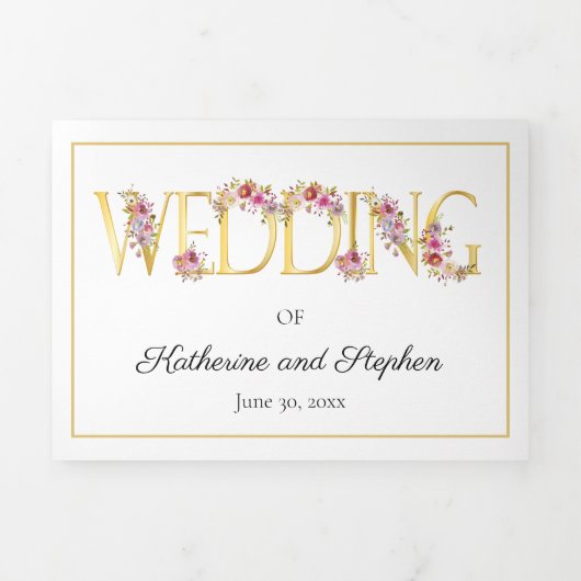 Brilliant Blooms Waterverf Bruiloft Drieluik Uitnodiging (Cover)