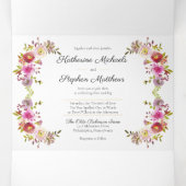 Brilliant Blooms Waterverf Bruiloft Drieluik Uitnodiging (Binnenkant midden)