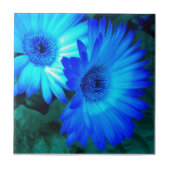 Brilliant Blue Daisies Tegel Trivet Tegeltje (Voorkant)