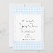 Brilliant Blue Gingham Baby shower Kaart (Voorkant)