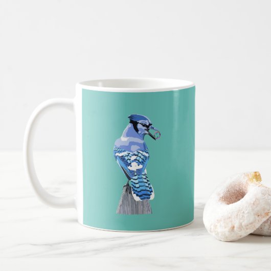 Brilliant Blue Jay Koffiemok (Met donut)