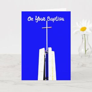 Brilliant Blue Sky Cross Baptism Kaart