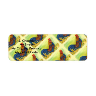 BRILLIANT COLORFUL ROOSTER Return Address Etiket