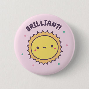 Brilliant Cute Sun Doodle Ronde Button 5,7 Cm