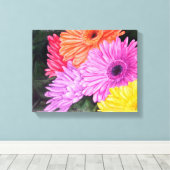 BRILLIANT GERBER FLOWERS GEPRODUCEERDE CANVAS PAIN (Insitu (Houten vloer))