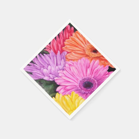 BRILLIANT GERBER FLOWERS PAPIER NAPKINS SERVET (Hoek)