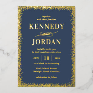 Brilliant Glow ECHTE FOLIE Modern Wedding Invitati Folie Uitnodiging