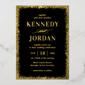 Brilliant Glow ECHTE FOLIE Modern Wedding Invitati Folie Uitnodiging (Voorkant)