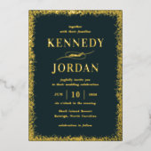 Brilliant Glow ECHTE FOLIE Modern Wedding Invitati Uitnodiging (Voorkant)