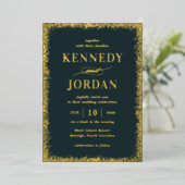 Brilliant Glow ECHTE FOLIE Modern Wedding Invitati Uitnodiging (Staand Voorkant)