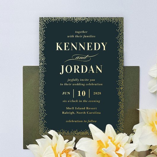 Brilliant Glow ECHTE FOLIE Modern Wedding Invitati Uitnodiging
