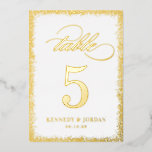 Brilliant Glow REAL FOLIE Tafelnummer Kaart<br><div class="desc">Voeg een vleugje glinsterende elegantie toe aan uw speciale dag met echte folie tafelnummerkaarten. Bezoek onze website op www.berryberrysweet.com voor stijlvolle briefpapier design en gepersonaliseerde geschenken.</div>