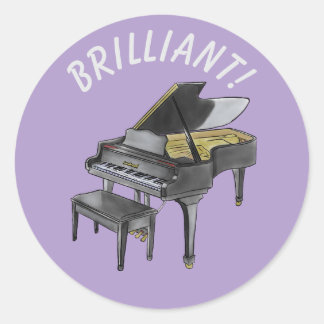 "Brilliant!" Grand piano Elegant Watercolor Ronde Sticker