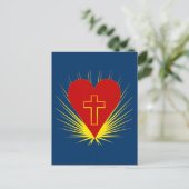Brilliant Heart met Cross on Tshirts, More Briefkaart (Staand voorkant)