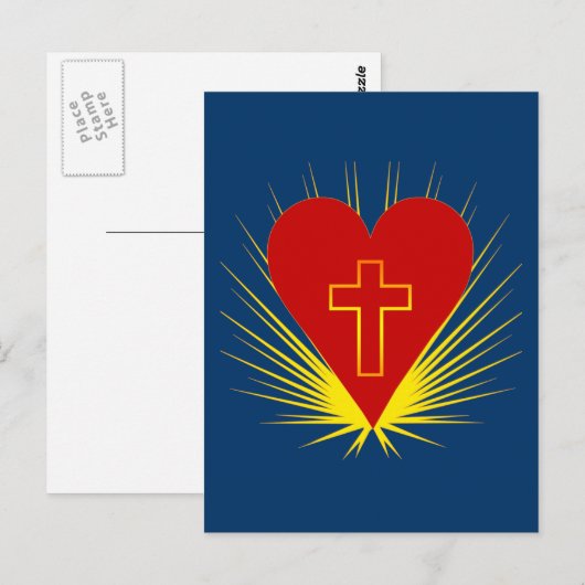 Brilliant Heart met Cross on Tshirts, More Briefkaart (Voorkant / Achterkant)