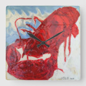 Brilliant Maine Lobster Vierkante Klok (Voorkant)