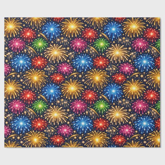 Brilliant Midnight Fireworks Pattern Cadeaupapier (Vlak)