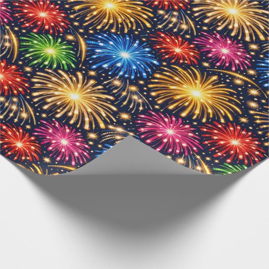 Brilliant Midnight Fireworks Pattern Cadeaupapier (Hoek)