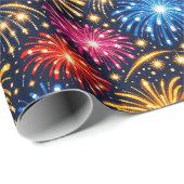 Brilliant Midnight Fireworks Pattern Cadeaupapier (Rol Hoek)