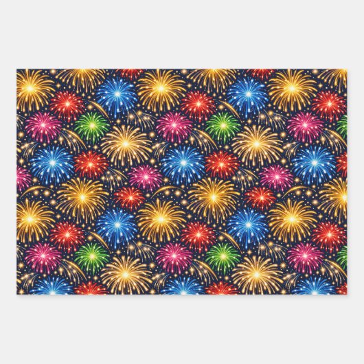 Brilliant Midnight Fireworks Pattern Inpakpapier Vel (Voorkant 2)
