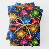 Brilliant Midnight Fireworks Pattern Inpakpapier Vel (In situ)