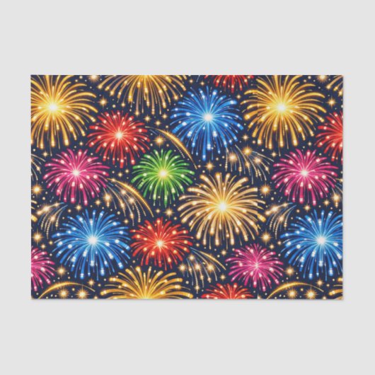 Brilliant Midnight Fireworks Pattern Tissuepapier (Voorkant)