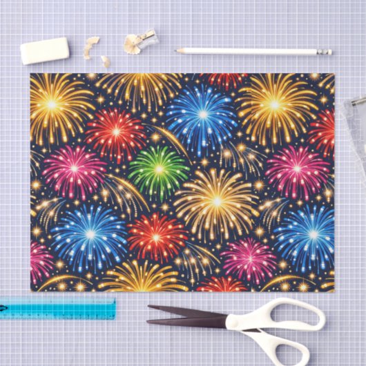 Brilliant Midnight Fireworks Pattern Tissuepapier (Craft)