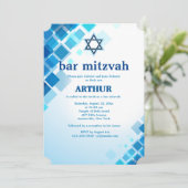 Brilliant Squares Bar Mitzvah Uitnodiging (Staand voorkant)