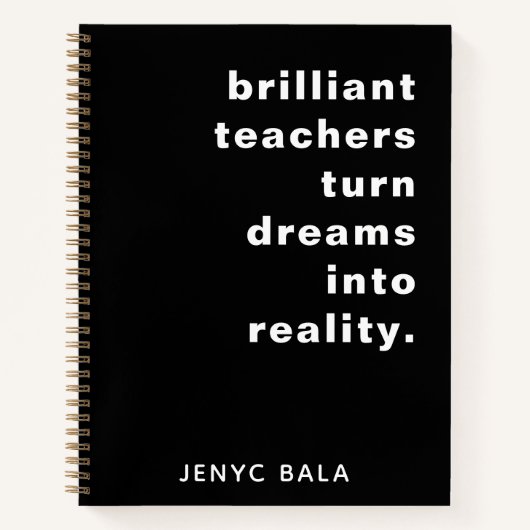 Brilliant Teacher Retro Black & White Design Notitieboek (Voorkant)