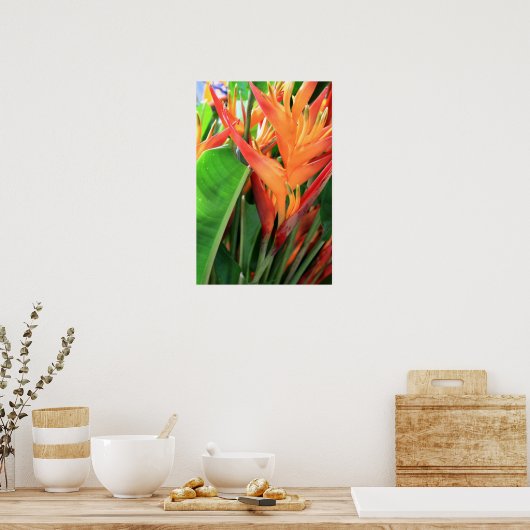Brilliant Tropical Heliconia Florals Poster (Keuken)