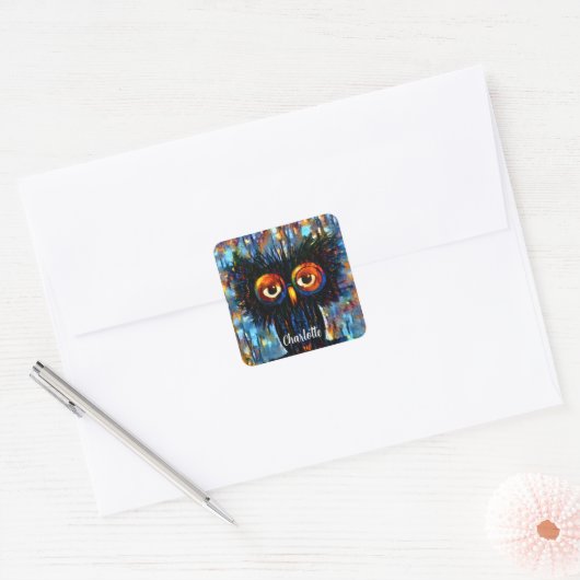 Brilliant & Wise Owl Vierkante Sticker (Envelop)