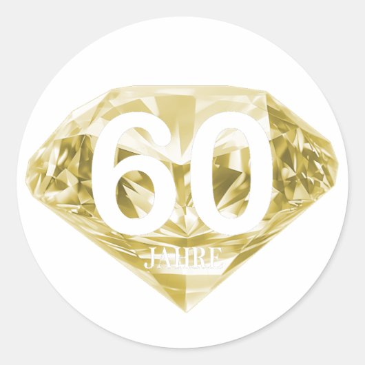 Brilliante 60 Jahre - Diamantene Hochzeit Ronde Sticker (Voorkant)