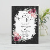 Brilliantina Negro y Rojas Uitnodiging (Staand voorkant)