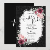 Brilliantina Negro y Rojas Uitnodiging (Voorkant / Achterkant)