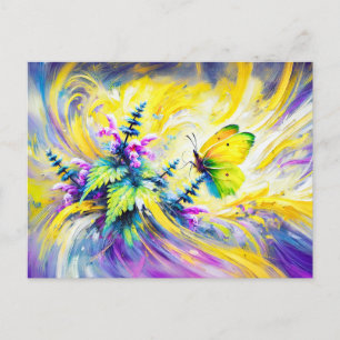Brimstone Butterfly met Dode Brandnetel Bloemen Ol Briefkaart