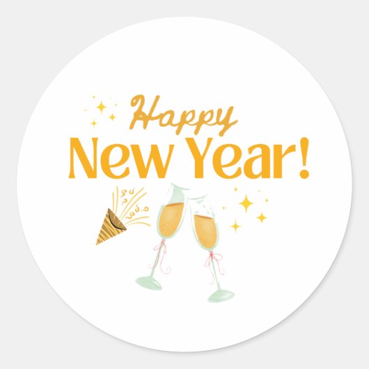 Brindis con Champán y Explosión de Fiesta de Año N Ronde Sticker (Voorkant)