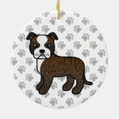 Brindle and White Staffordshire Bull Terrier Dog Keramisch Ornament (Achterkant)