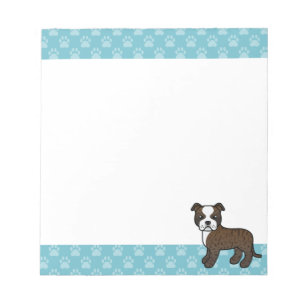 Brindle and White Staffordshire Bull Terrier Dog Notitieblok