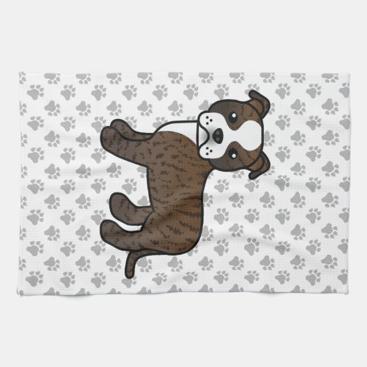 Brindle and White Staffordshire Bull Terrier Dog Theedoek (Horizontaal)