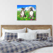 Brindle & Blue Staffordshire & Pit Bull Dogs Canvas Afdruk (Insitu (Slaapkamer))
