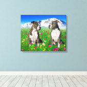 Brindle & Blue Staffordshire & Pit Bull Dogs Canvas Afdruk (Insitu (Houten vloer))
