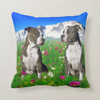 Brindle & Blue Staffordshire & Pit Bull Dogs Kussen