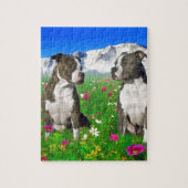 Brindle & Blue Staffordshire & Pit Bull Dogs Legpuzzel (Verticaal)