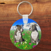 Brindle & Blue Staffordshire & Pit Bull Dogs Sleutelhanger (Voorkant)