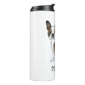 Brindle Boston Terrier Cartoon Dog & Custom Name Thermosbeker (Gedraaid links)