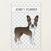 Brindle Boston Terrier Cartoon Dog & Custom Text Planner (Voorkant)
