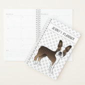 Brindle Boston Terrier Cartoon Dog & Custom Text Planner (Display)