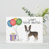 Brindle Boston Terrier Cute Cartoon Dog - Birthday Kaart (Staand voorkant)
