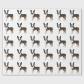 Brindle Boston Terrier Cute Cartoon Dog Pattern Cadeaupapier (Vlak)