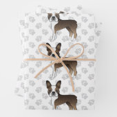Brindle Boston Terrier Cute Cartoon Dog Pattern Inpakpapier Vel (In situ)